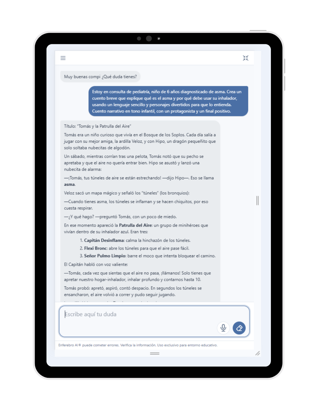 Enferebro AI en tablet